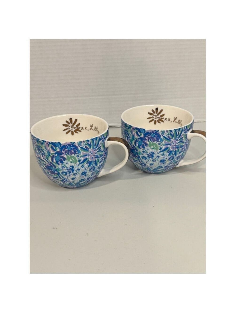 Lilly Pulitzer Blue Floral 12 Ounce Mugs Set of 2